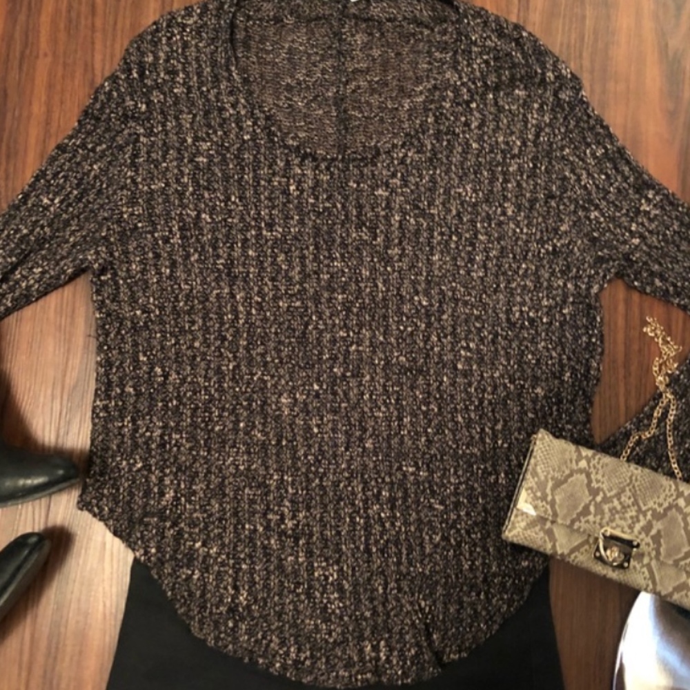 Lush Speckled Sweater Tan/Black